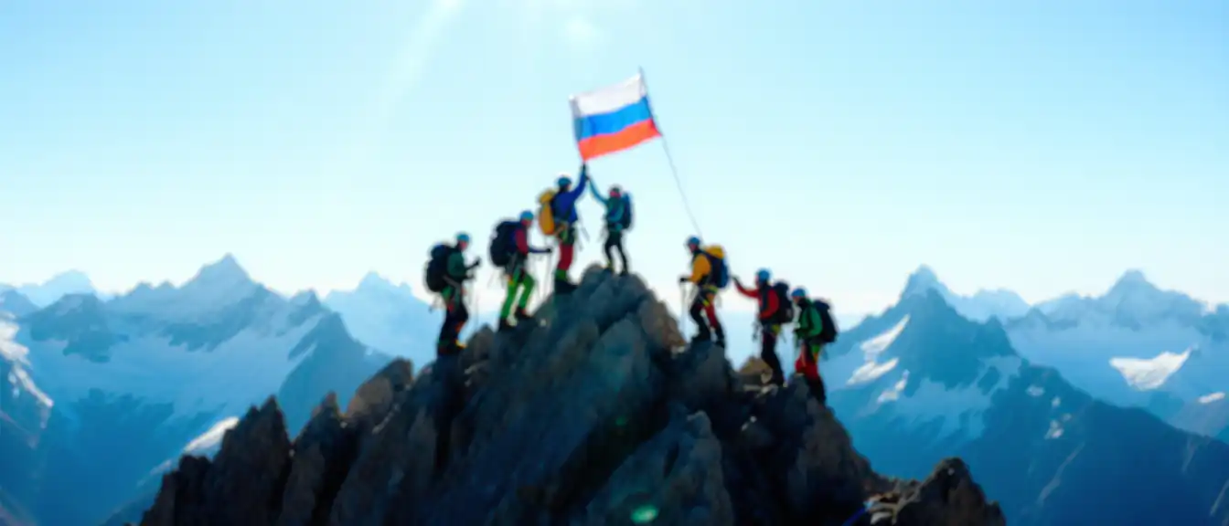 Тридцать участников восхождения водрузили российский триколор на пике Роза Пик